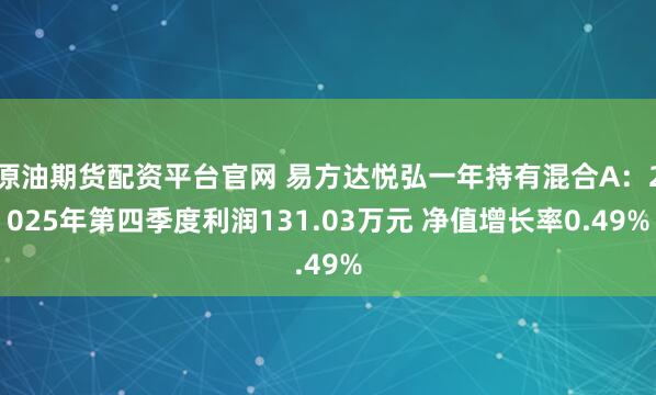 原油期货配资平台官网 易方达悦弘一年持有混合A：2025年第四季度利润131.03万元 净值增长率0.49%
